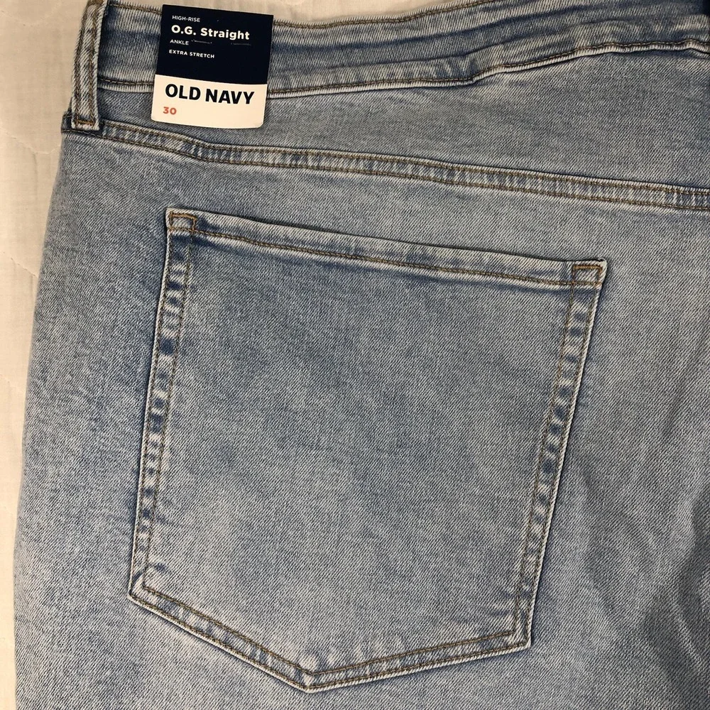Old Navy Jeans Women's Plus Size 30 Denim Blue Ankle OG Straight High Rise NWT‎